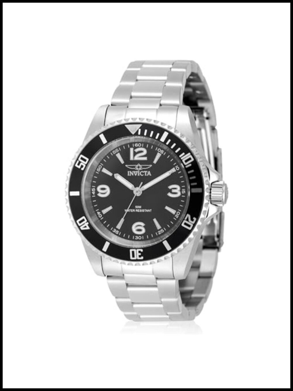 Mens 40mm Stainless Steel Quartz Watch 50m Water Resistant